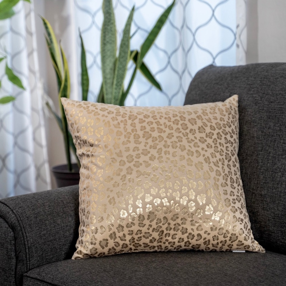 Gold Leopard Print Pillow Covers, 20x20 Set of 2